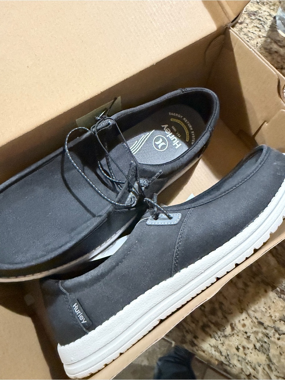 Hurley Black Slip-On Casual Sneakers with White Sole